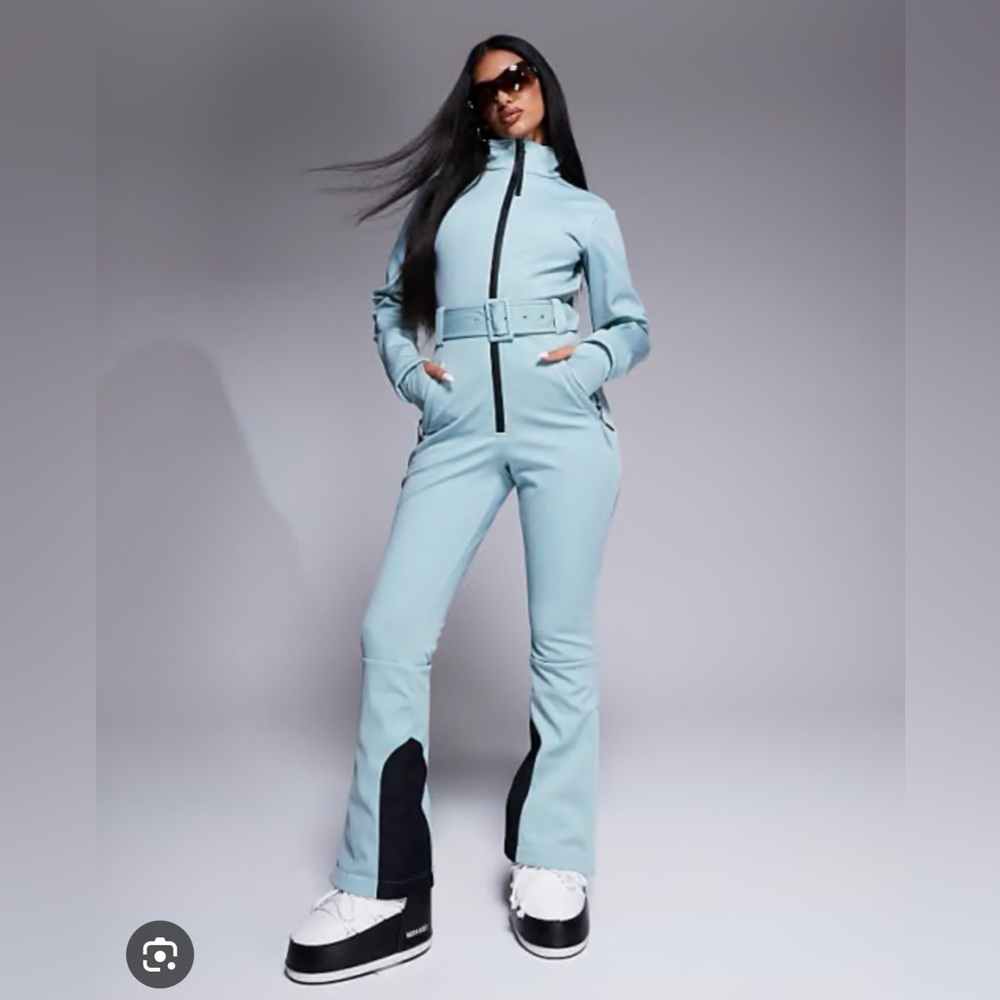 ASOS SKI SUIT Light Blue Jumpsuit with Black Details